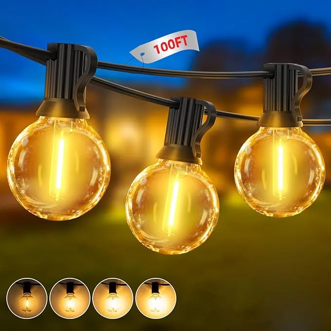 Guirnaldas Luces Exterior Jardin LED 30M G40 Bombillas LED Cadena de Luz 100ft Guirnaldas Luminosas Exteriores iP44 Impermeable Outdoor Garden Girnaldas con Mando a Distancia
