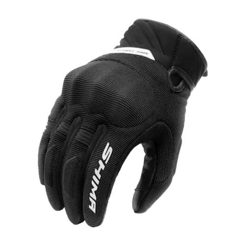 SHIMA SONIC Guantes Moto Hombre Textile Cuero Homologados Corto Verano Motos Guante Ventilado Certificatos Touchscreen Motorista Ciudad Protecciones Ventilación Verão (Masculino, Blanco, S)