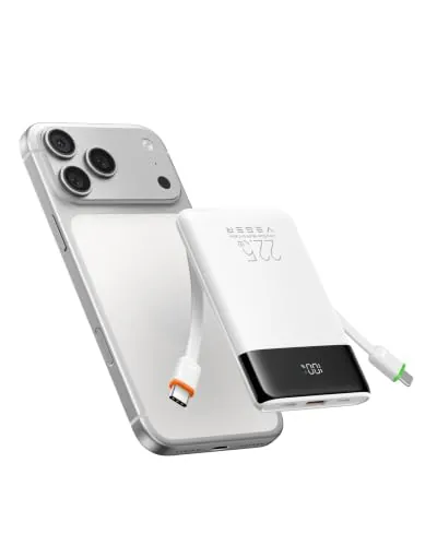 VEGER Batería Externa Carga Rápida 10000mAh Power Bank con Cable