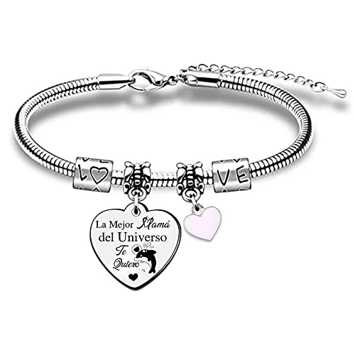 Brazaletes Mujeres Pulsera Regalo Cumpleaños, Amuleto Joyería Ballena Mejor Mamá del Universo Gracias Recuerdo de Hijos, Día de Acción Navidad, Día de la Madre.