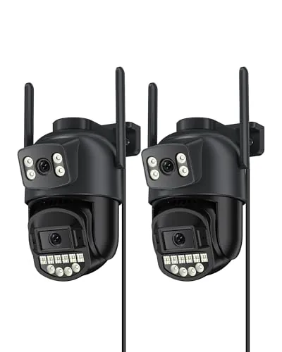 Reobiux Camara Vigilancia WiFi Exterior, Doble Lente 6MP,2.4/5Ghz,Camara Vigilancia,360°PTZ,Ethernet,Interior,Visión Nocturna,Two-Way Audio,Detección Humana,Cable 3m para Patio/Jardine/Garaje,IP66,2P