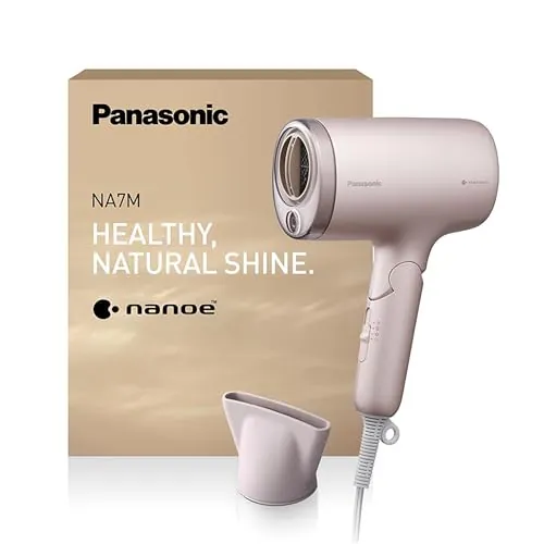 Panasonic EH-NA7M-P825 Nanoe Secador De Pelo para un Cabello Brillante, Diseño Plegable, Secado Rápido, Accesorio Concentrador, 1600 W, Rosa