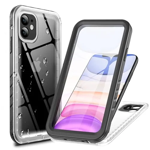 Cozycase Ultra Resistente Funda Para iPhone 11 Impermeable Antigolpes Militar Transparente 360 Grados Completa Rigida Carcasa 11 Doble Waterproof Acuatica Sumergible Agua con Protector Camara Pantalla