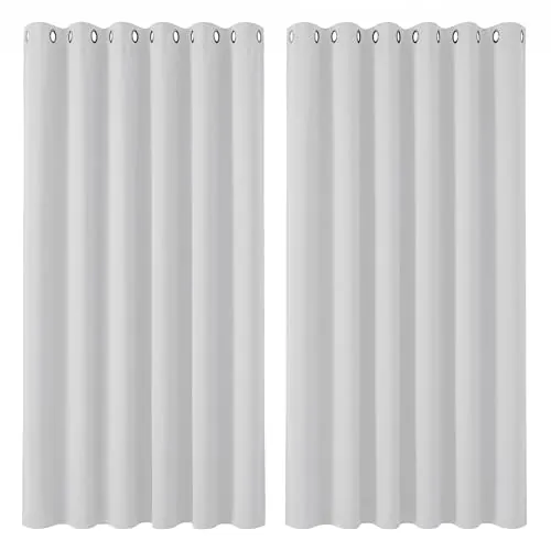 Deconovo Cortinas Opacas Térmicas para Dormitorio y Salón, 2 Piezas con Ojales, Aislamiento contra Frío y Calor y Reducción de Luz, Cortinas Modernas para Ventanas, Gris Perla, 229x229 cm