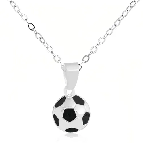 PNPGDYK Collar de Fútbol, Collar Con Dije de Fútbol de Acero Inoxidable, Joyería Unisex para Niños con Cadena, Collar con Colgante de Fútbol