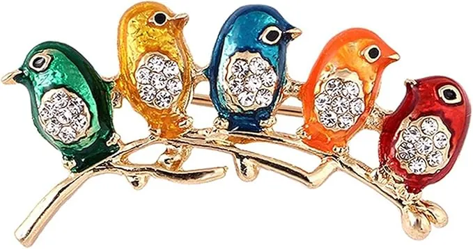 Broche de pájaros pequeños coloridos Alfileres de aleación y broche de cristal Regalos útiles y prácticos, duraderos e inteligentes