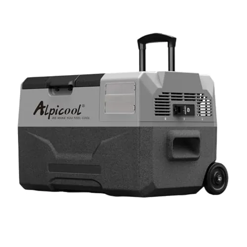 Alpicool ECX30 - Nevera portátil de 30L con compresor, nevera eléctrica de 12V para auto, para camping con USB, barra telescópica, rueda, recargable (batería no incluida)