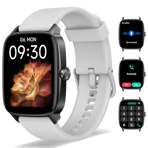 Reloj Inteligente Mujer Hombre con Llamadas Bluetooth y Voz AI, 1.85'' Smartwatch con Whatsapp Notificación, Pulsómetro/SpO2/Sueño/Podómetro, 110+ Modos Deportivos, Impermeable IP68 para iOS/Android