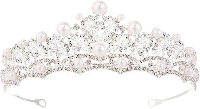 Diadeem Tiara Novia, corona de la boda tiara nupcial, corona de novia, princesa diadema, para concursos de belleza, bodas, fiestas (plata)