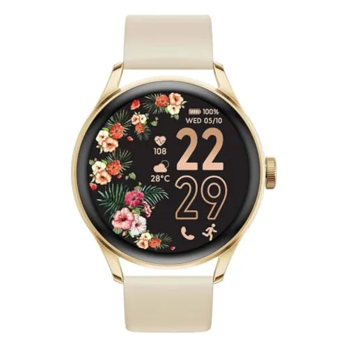 Ice-Watch - Ice Smart 3.0-1.2 Gold Beige AMOLED GPS - Reloj Conectado Redondo Dorado para Mujer con Correa de Silicona - 025115 (1.20 Pulgadas)