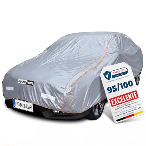 Upgrade4cars Funda Coche Exterior Versión 2026 Impermeable | Funda Completa para Todo el Año | Lona Universal para Coches Turismo - XL (510x190x120 cm)