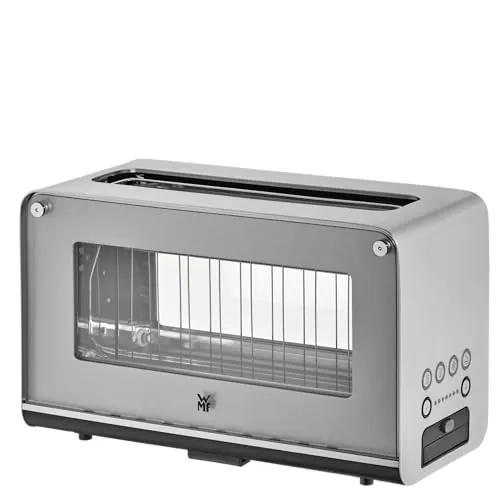 WMF Lono - Tostadora Glass una ranura XL, 7 velocidades, exterior de cristal, botones retroiluminados, exterior de acero de Cromargan, tostado óptimo para todo tipo de pan, ranura extra ancha