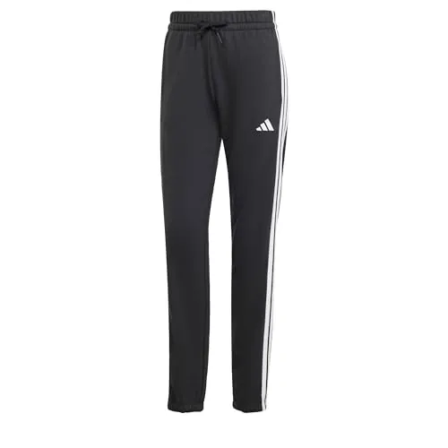adidas Mujer Essentials 3-Stripes French Terry Cuffed Pants, Black/White, M