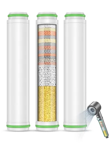 MEKO Pack de 3 filtros repuesto para ducha de mano, 15 capas, agua dura