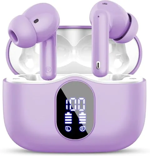 Auriculares Inalámbricos Bluetooth, Auriculares Bluetooth 5.3, HiFi Estéreo | Reducción de Ruido, HD Micrófono, Pantalla LED, 13 mm Controlador dinámico, IP7 Impermeable 36H Cascos Inalambricos