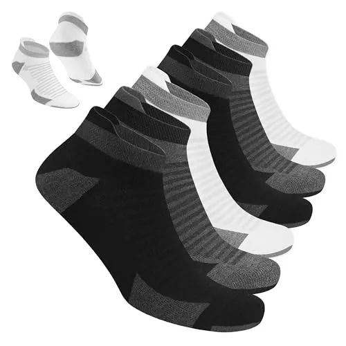 BLITZSOX Calcetines Deportivos Hombre para Correr Tobilleros Acolchados Transpirables Algodón Calcetines Cortos, Pack de 6 (43-46, Multicolor)