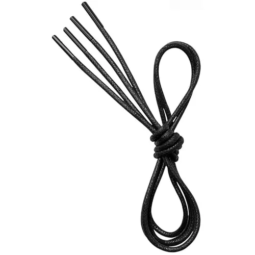 VSUDO 80 cm Cordones Negros Redondos Encerados para Zapatos de Vestir Hombre, ø2.5mm Cordones Zapatos de Oxford Brogue Derby Business para Mujer y Hombre (1 Par-Negro-080cm)