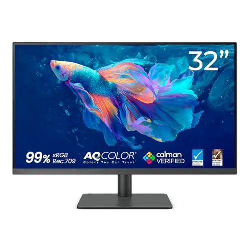 BenQ PD3205U Monitor de diseño (tecnología AQCOLOR, 32 pulgadas, 4K UHD, IPS, carga USB-C, DP / HDMI, KVM, altura ajustable) Compatible con MacBook