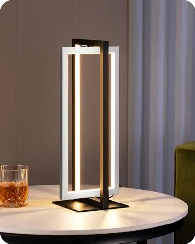 EDISHINE Lámpara Mesa LED Negro Plata, Táctil Regulable, 3 Temperaturas