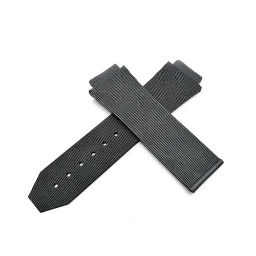 MAMA'S PEARL Ajuste For Hublot 25X19mm 21X15mm 19X13mm 23X15mm Correa De Reloj Apta For La Serie For Big Bang Correa De Reloj De Goma A Rayas Hombres Mujeres Banda Bulge Pulsera(Black,21X15X18)