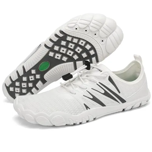 SAGUARO Zapatillas Barefoot Hombre Escarpines Secado Rápido Zapatos de Agua Ligeras Transpirable Calzado Descalzo Minimalistas Antideslizantes, Blanco, 42 EU