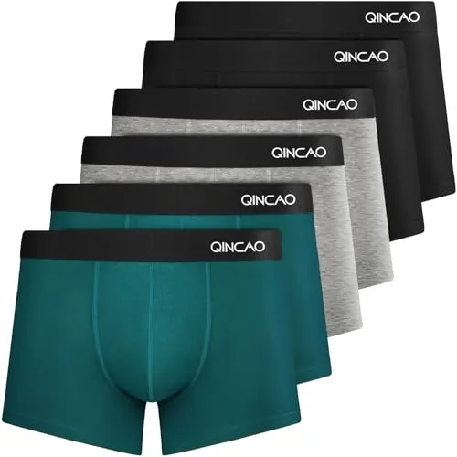 QINCAO Calzoncillos Hombre Boxer Paquete de 6, Suave y Ajuste Cómodo