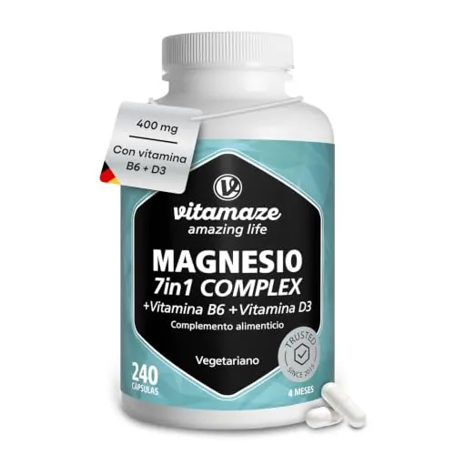 Vitamaze Magnesio Complex 7 Formas con B6 y D3, 240 cápsulas (4 Meses)