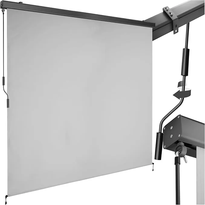 tectake® toldo Vertical Exterior Enrollable con manivela, Soporte toldo, Toldos Exterior Terraza y balcón, protección Solar y Cortavientos, Tela toldo Balcon Resistente - 200 x 250 cm Gris Claro