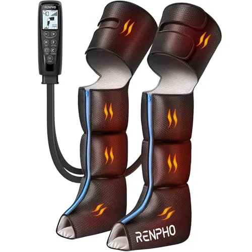 RENPHO Masajeador de Piernas con Calor, Masaje de Compresión de Aire 360° para Pies, Pantorrillas y Muslos, 6 Modos & 5 Intensidades para alivio muscular, Regalo para atletas, mujeres y hombres