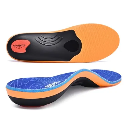 VALSOLE Plantillas ortopédicas para mujeres y hombres Soporte de pie alto Plantillas de zapatos funcionales suaves Inserto para pies planos, dolor de pie, fascitis plantar (Naranja, 37-38 EU 24cm)