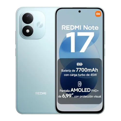 REDMI Note 17, Smartphone 6+256GB, Turquesa Cielo, batería de 7700mAh