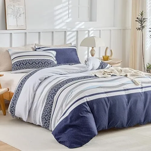 Tokokimo Funda Nordica Cama 80/90, Funda Nordica 150x220cm, Azul/Blanco