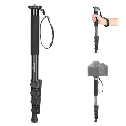 NEEWER 155cm Monopié de Cámara, Portátil de Aleación de Aluminio de Viaje Monopié con Varilla de 1/4'' 3/8'' Adaptador de Tornillo para Cámaras DSLR, Accesorios de Cámara Profesional, Max 8kg, TP41