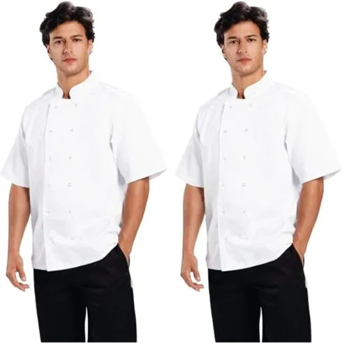Whites Chefs Apparel B250-M Boston - Chaqueta de manga corta, talla M, color blanco