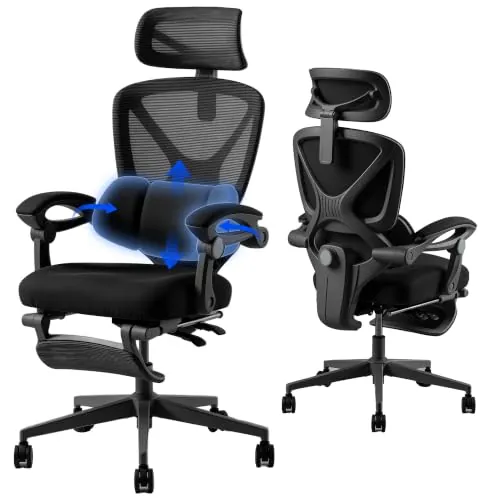 FLEXISPOT OC4 Silla Oficina,Silla Ergonómica Escritorio con Reposapiés