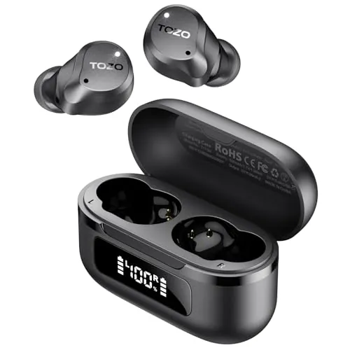 TOZO NC9 Auriculares Inalambricos Bluetooth 5.3,45dB ANC Híbrido Adaptativo