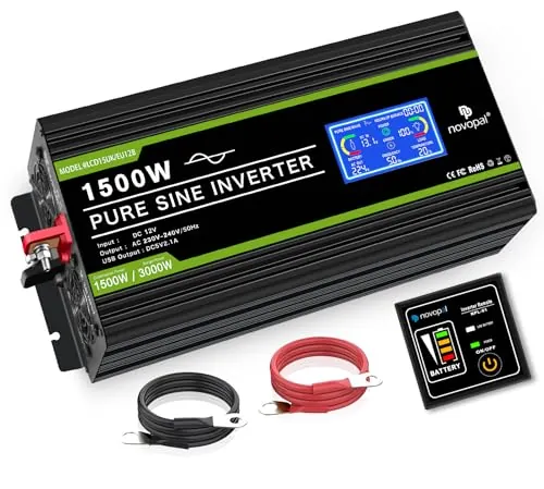 NOVOPAL Inversor Onda Pura 1500W/3000W 12V 220V Convertidor de Corriente