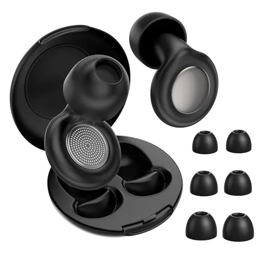 ZEEOYAN Tapones Oídos Ruido Dormir, Silicona Tapones reutilizables ultra suaves con 4 pares de almohadillas de silicona, tapones para dormir para estudiar (Negro)