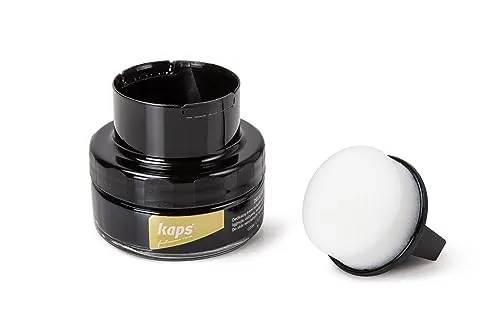 Kaps Crema para Zapatos con Aplicador de Esponja, Cuidado Intensivo y Nutritivo del Cuero, Delicate, 70 Colores (118 - negro)