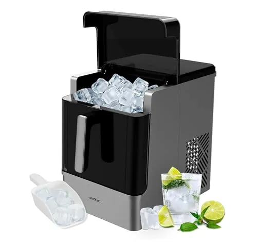 Cecotec Máquina de Hacer Hielo Chillin' Ice 2300. 23kg/24h, Depósito Hielo 1,8kg, Depósito Agua 2L, Compresor con Enfriamiento por Aire, Cubitos Sólidos, Hielo Siempre Disponible