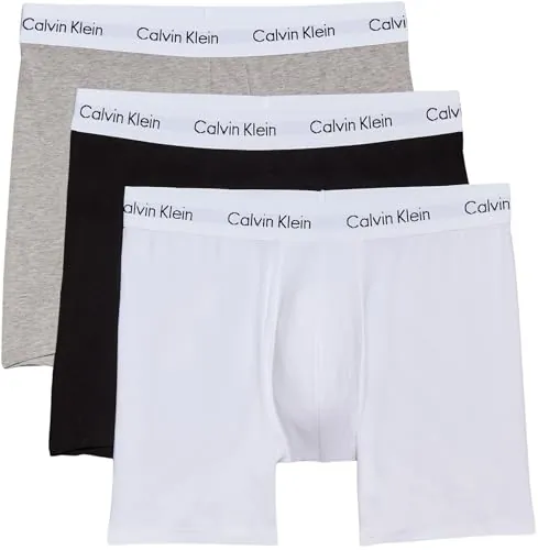 Calvin Klein Pack de 3 Calzoncillos Bóxer para Hombre Tejido Elástico, Multicolor (Black/White/Grey Heather), L