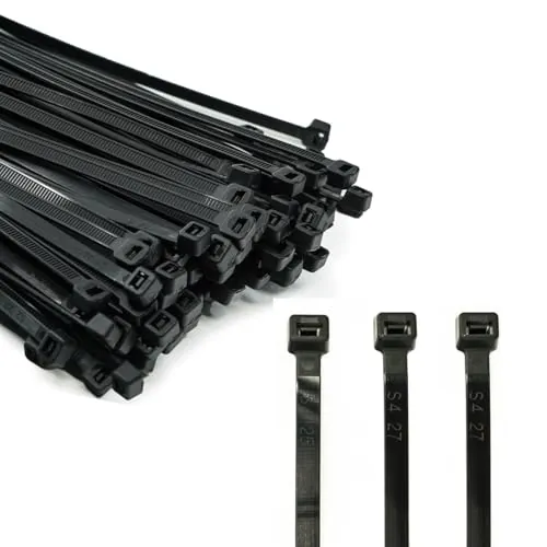 ERKO Bridas Plastico Negro UV 200 x 2,5mm 100 unidades soporte para cables, Resistente a temperatura, Para Oficina, Hogar, Exteriores, al jardín