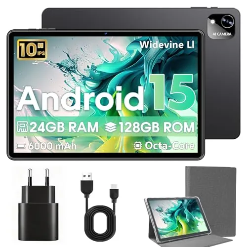 Tablet 10 pulgadas, Android 15 Tablets with Funda, 24GB RAM + 128GB ROM