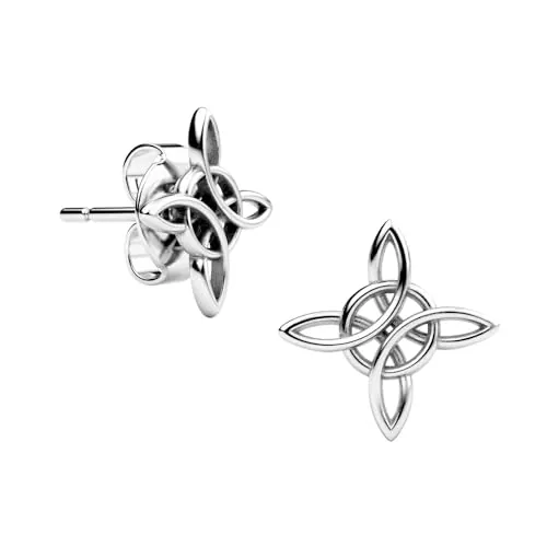 Pendientes Nudo de Bruja de 11mm y cierre de presión en plata - Poderoso amuleto capaz de crear y repeler hechizos