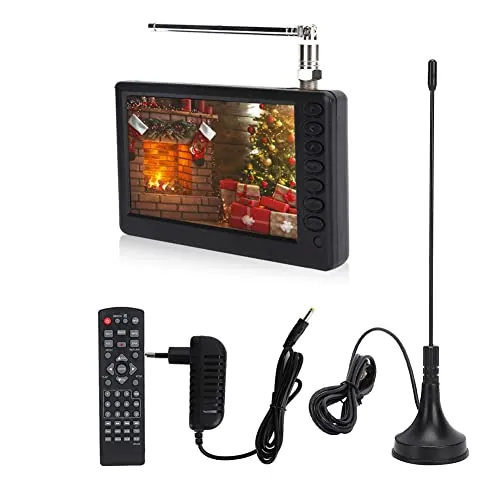ciciglow TV portátil, 5 Pulgadas, 1920 x 1280, Mini TV portátil, pequeña televisión analógica, con batería de 1500 mAh, para Cocina, Dormitorio, Caravana