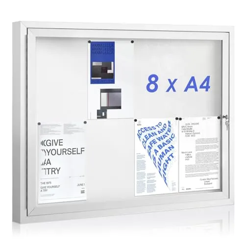 SWANCROWN Tablón de Anuncios Exterior con llave para 8 Hojas A4 de Aluminio