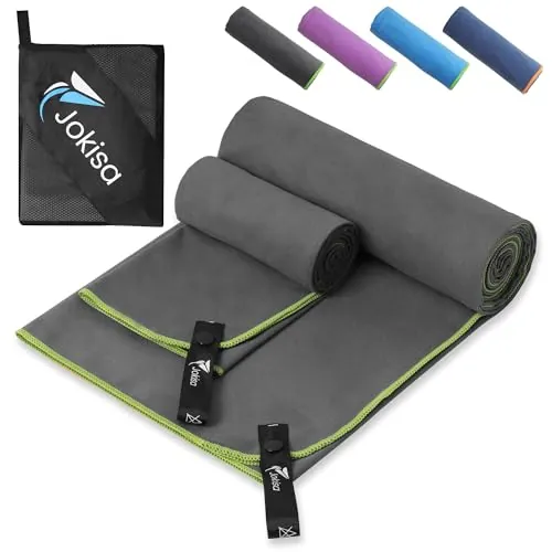 Jokisa 2 Piezas Toalla Microfibra (180x90cm Toalla Piscina+100x50cm Toalla Gimnasio), Toalla Playa de Secado Rápido y sin Arena, para Fitness, Playa, Gimnasio, Camping