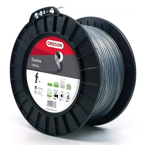 Oregon Hilo Material dual para Desbrozadora 3mm, Hierba, Maleza, Vegetación y más, Hilo de Nylon de Gran Resistencia, Compatible con la Mayoría de Modelos Estándar, 3.0mm x 120m (106504E)