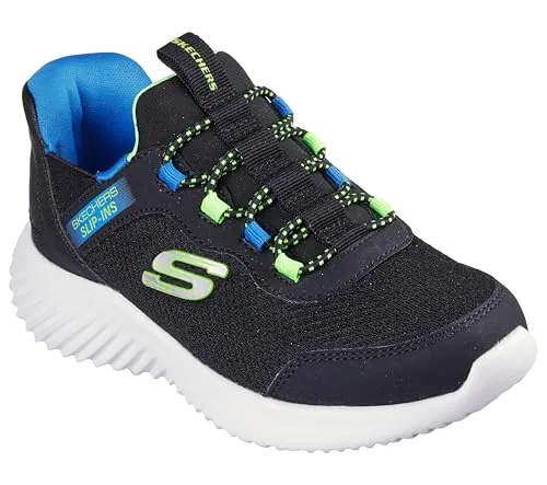Skechers Garçon Bounder Brisk-Burst Shopping-Feed;niño;Zapatillas-Bajas-niño, Black Lime, 32 EU