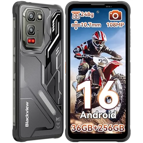 Blackview Fort 5 Android 16 Movil irrompible, 248g/10.7mm Ultra-Thin-Teléfono Movil, 6.78'' 120Hz, 108MP+50MP+13MP Visión Nocturna, 36GB+128GB/TF 2TB Mobile Rugged, Gemini AI/NFC/GPS/IP69K/700 Nits